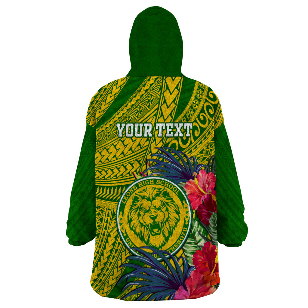 Personalised Leone High School Wearable Blanket Hoodie American Samoa Schools Polynesian Tropical Flowers - Wonder Print Shop