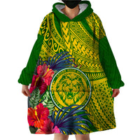 Personalised Leone High School Wearable Blanket Hoodie American Samoa Schools Polynesian Tropical Flowers - Wonder Print Shop
