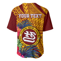 Personalised Tafuna High School Baseball Jersey American Samoa Schools Polynesian Tropical Flowers - Wonder Print Shop