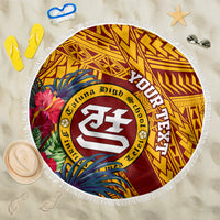 Personalised Tafuna High School Beach Blanket American Samoa Schools Polynesian Tropical Flowers - Wonder Print Shop