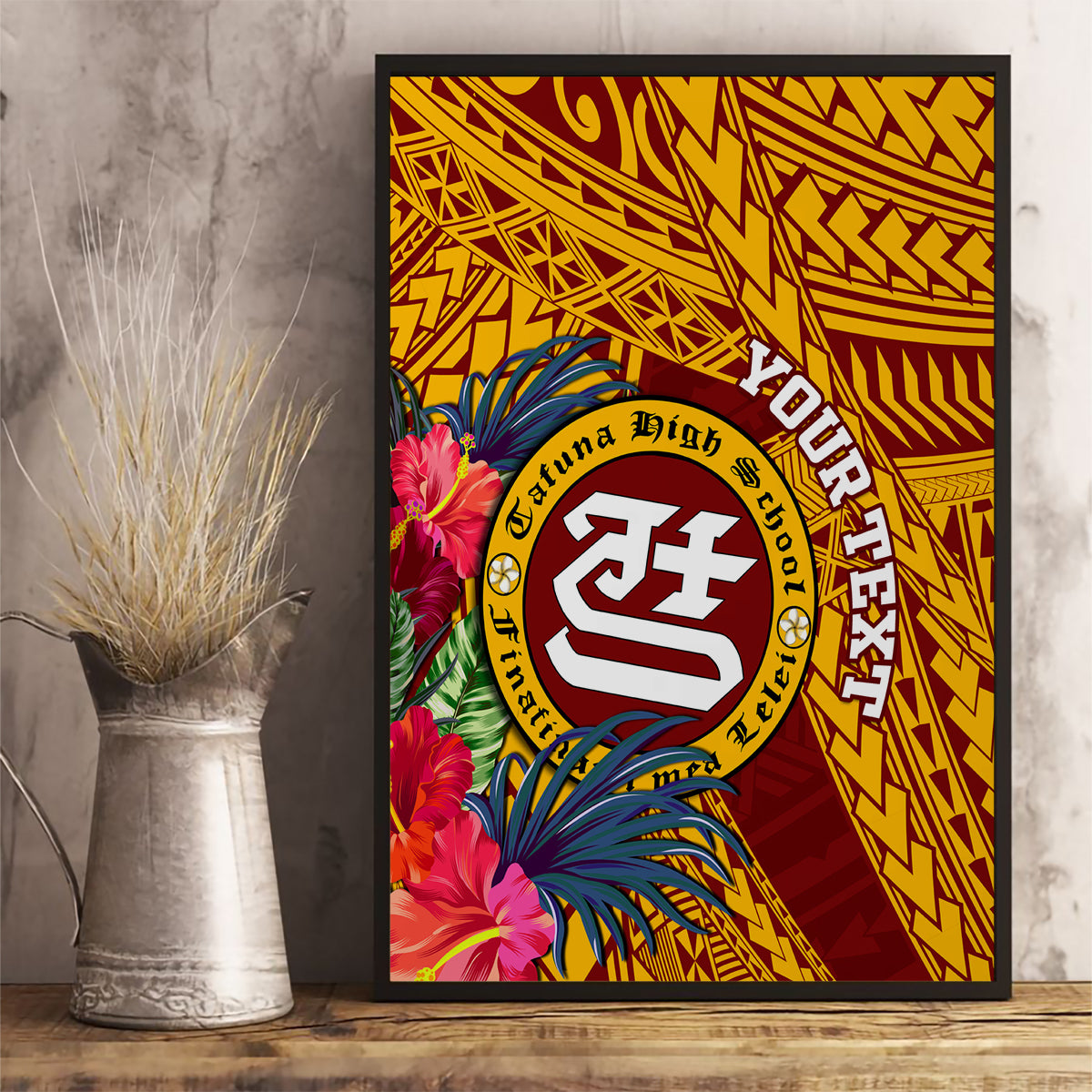 Personalised Tafuna High School Canvas Wall Art American Samoa Schools Polynesian Tropical Flowers - Wonder Print Shop