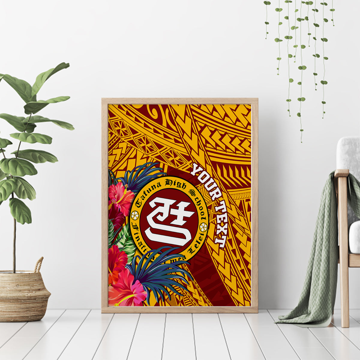 Personalised Tafuna High School Canvas Wall Art American Samoa Schools Polynesian Tropical Flowers - Wonder Print Shop