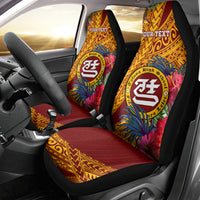 Personalised Tafuna High School Car Seat Cover American Samoa Schools Polynesian Tropical Flowers - Wonder Print Shop