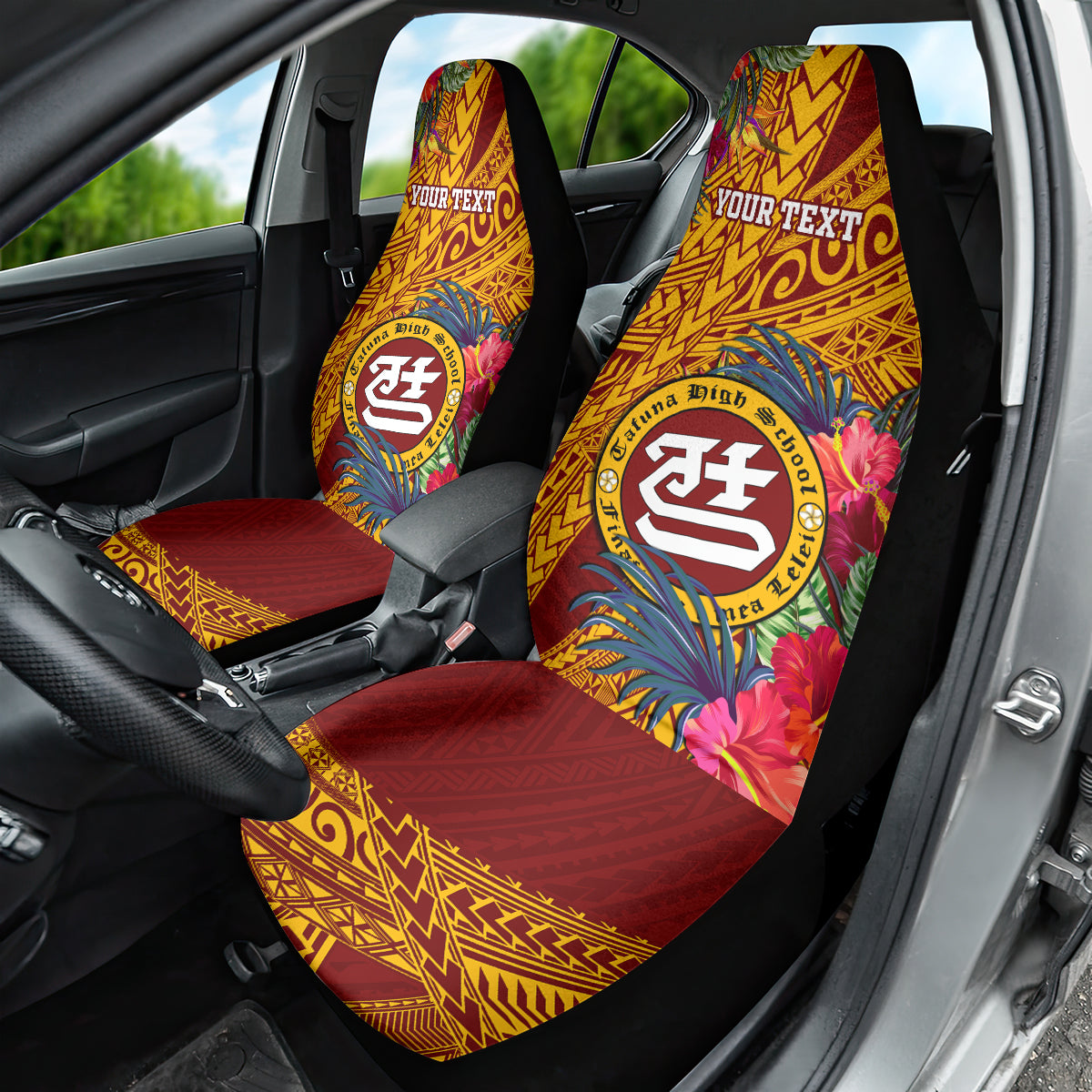 Personalised Tafuna High School Car Seat Cover American Samoa Schools Polynesian Tropical Flowers - Wonder Print Shop
