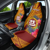 Personalised Tafuna High School Car Seat Cover American Samoa Schools Polynesian Tropical Flowers - Wonder Print Shop