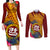 Personalised Tafuna High School Couples Matching Long Sleeve Bodycon Dress and Long Sleeve Button Shirt American Samoa Schools Polynesian Tropical Flowers - Wonder Print Shop