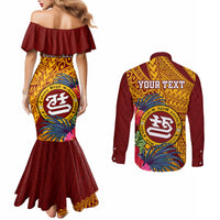personalised-tafuna-high-school-couples-matching-mermaid-dress-and-long-sleeve-button-shirt-american-samoa-schools-polynesian-tropical-flowers