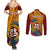 Personalised Tafuna High School Couples Matching Summer Maxi Dress and Long Sleeve Button Shirt American Samoa Schools Polynesian Tropical Flowers - Wonder Print Shop
