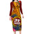 Personalised Tafuna High School Family Matching Long Sleeve Bodycon Dress and Hawaiian Shirt American Samoa Schools Polynesian Tropical Flowers - Wonder Print Shop