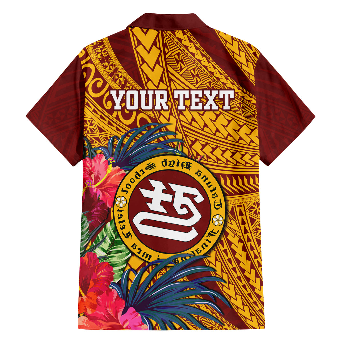 Personalised Tafuna High School Family Matching Off Shoulder Long Sleeve Dress and Hawaiian Shirt American Samoa Schools Polynesian Tropical Flowers - Wonder Print Shop