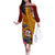 Personalised Tafuna High School Family Matching Off Shoulder Long Sleeve Dress and Hawaiian Shirt American Samoa Schools Polynesian Tropical Flowers - Wonder Print Shop