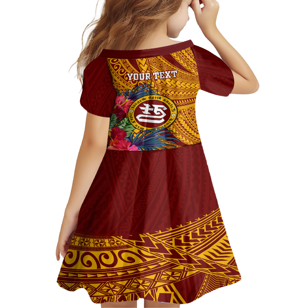 Personalised Tafuna High School Family Matching Off Shoulder Maxi Dress and Hawaiian Shirt American Samoa Schools Polynesian Tropical Flowers - Wonder Print Shop