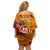 Personalised Tafuna High School Family Matching Off Shoulder Short Dress and Hawaiian Shirt American Samoa Schools Polynesian Tropical Flowers - Wonder Print Shop