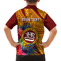 Personalised Tafuna High School Family Matching Puletasi Dress and Hawaiian Shirt American Samoa Schools Polynesian Tropical Flowers - Wonder Print Shop