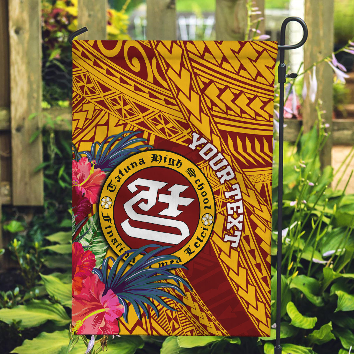 Personalised Tafuna High School Garden Flag American Samoa Schools Polynesian Tropical Flowers - Wonder Print Shop