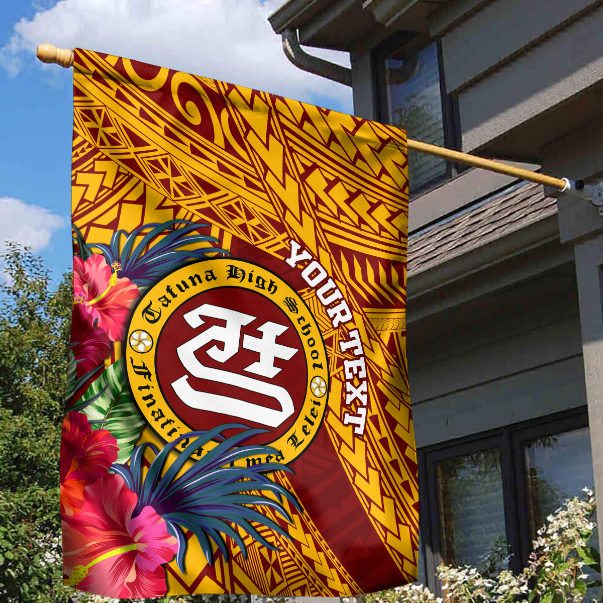 Personalised Tafuna High School Garden Flag American Samoa Schools Polynesian Tropical Flowers - Wonder Print Shop