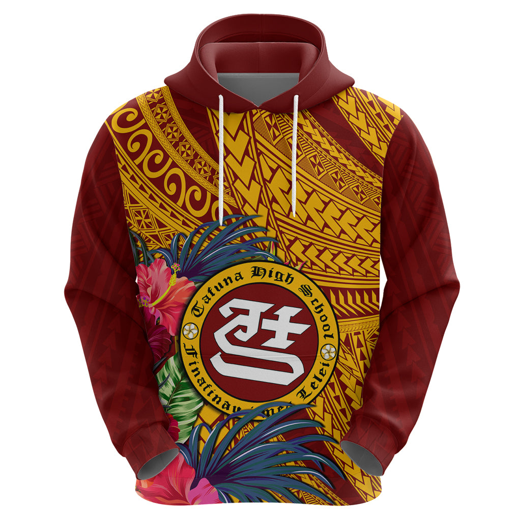 Personalised Tafuna High School Hoodie American Samoa Schools Polynesian Tropical Flowers - Wonder Print Shop