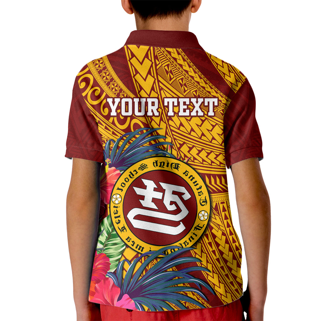 Personalised Tafuna High School Kid Polo Shirt American Samoa Schools Polynesian Tropical Flowers - Wonder Print Shop