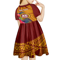 Personalised Tafuna High School Kid Short Sleeve Dress American Samoa Schools Polynesian Tropical Flowers - Wonder Print Shop