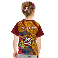 Personalised Tafuna High School Kid T Shirt American Samoa Schools Polynesian Tropical Flowers - Wonder Print Shop