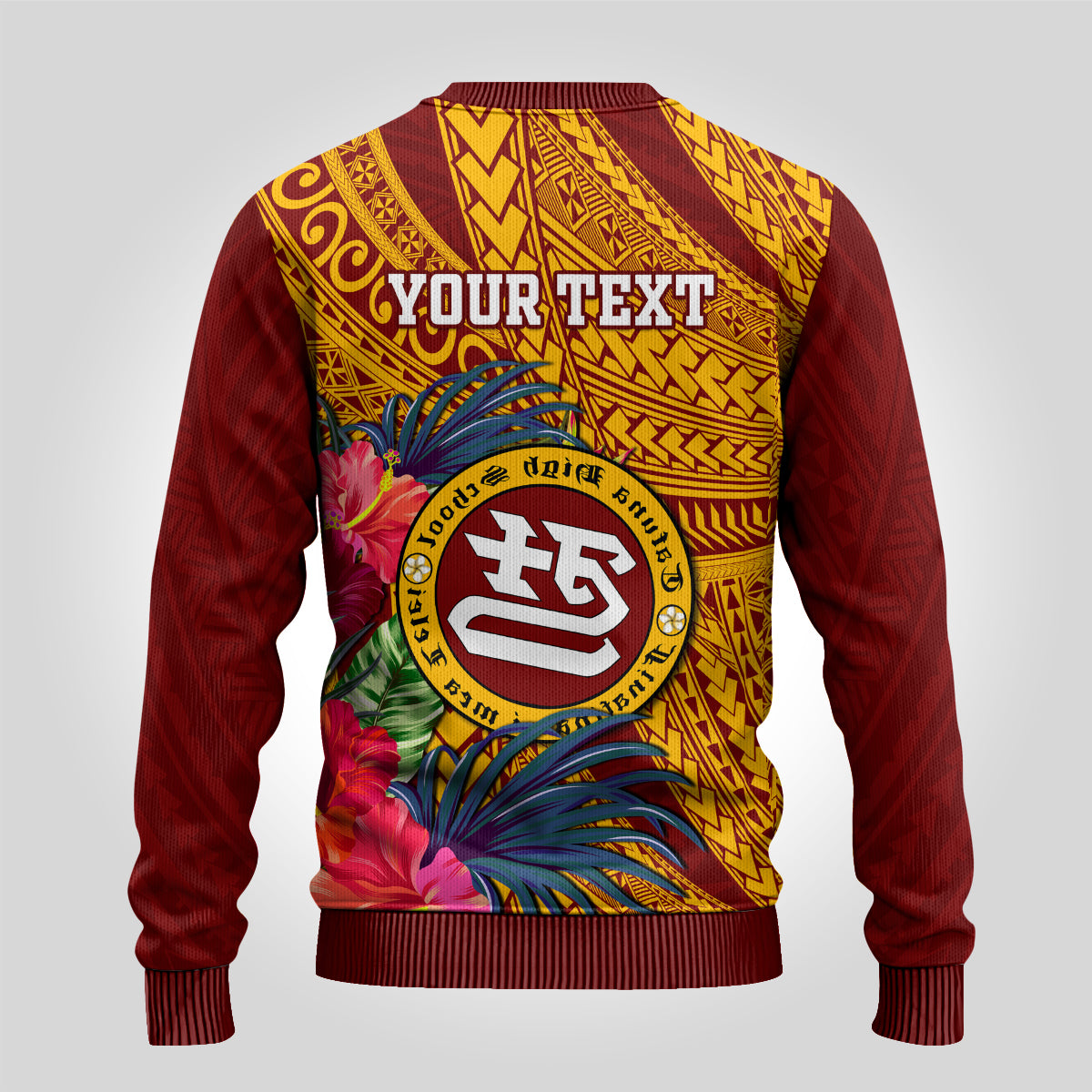 Personalised Tafuna High School Ugly Christmas Sweater American Samoa Schools Polynesian Tropical Flowers - Wonder Print Shop