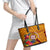 Personalised Tafuna High School Leather Tote Bag American Samoa Schools Polynesian Tropical Flowers - Wonder Print Shop