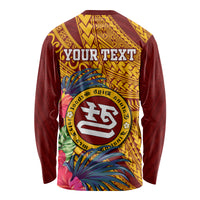 Personalised Tafuna High School Long Sleeve Shirt American Samoa Schools Polynesian Tropical Flowers - Wonder Print Shop