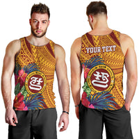 Personalised Tafuna High School Men Tank Top American Samoa Schools Polynesian Tropical Flowers - Wonder Print Shop