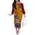 Personalised Tafuna High School Off The Shoulder Long Sleeve Dress American Samoa Schools Polynesian Tropical Flowers - Wonder Print Shop