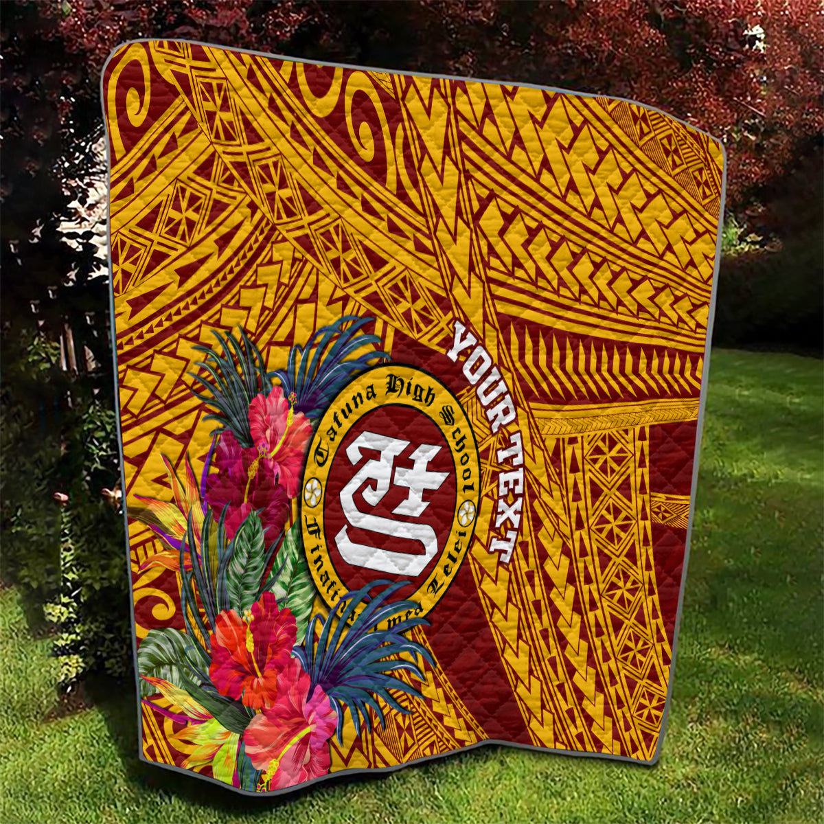 Personalised Tafuna High School Quilt American Samoa Schools Polynesian Tropical Flowers - Wonder Print Shop
