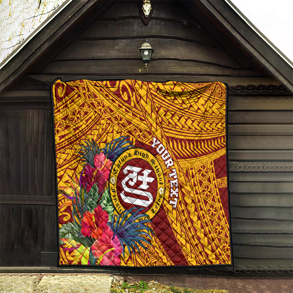 Personalised Tafuna High School Quilt American Samoa Schools Polynesian Tropical Flowers - Wonder Print Shop
