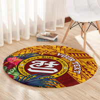 personalised-tafuna-high-school-round-carpet-american-samoa-schools-polynesian-tropical-flowers