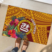 Personalised Tafuna High School Rubber Doormat American Samoa Schools Polynesian Tropical Flowers - Wonder Print Shop