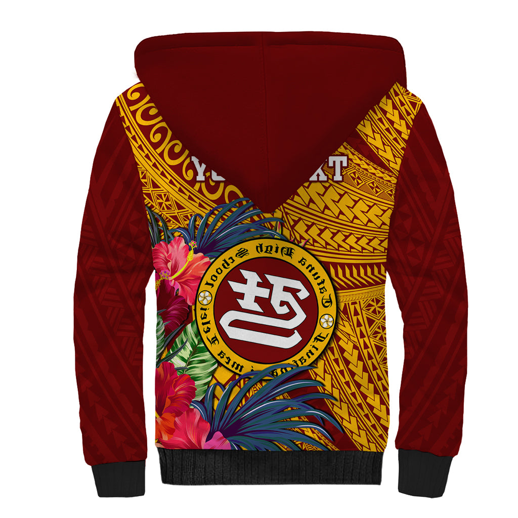 Personalised Tafuna High School Sherpa Hoodie American Samoa Schools Polynesian Tropical Flowers - Wonder Print Shop