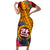 Personalised Tafuna High School Short Sleeve Bodycon Dress American Samoa Schools Polynesian Tropical Flowers - Wonder Print Shop