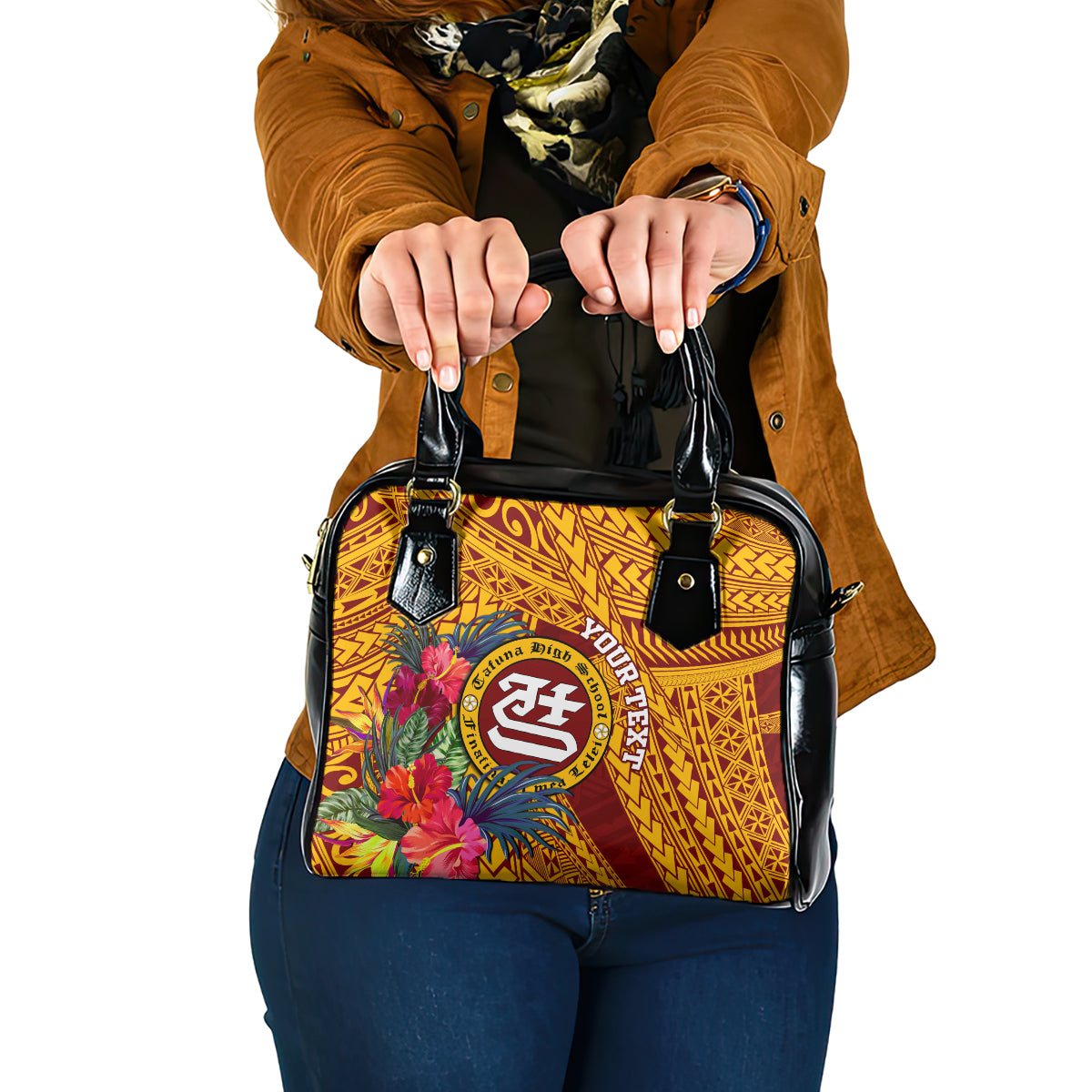 personalised-tafuna-high-school-shoulder-handbag-american-samoa-schools-polynesian-tropical-flowers