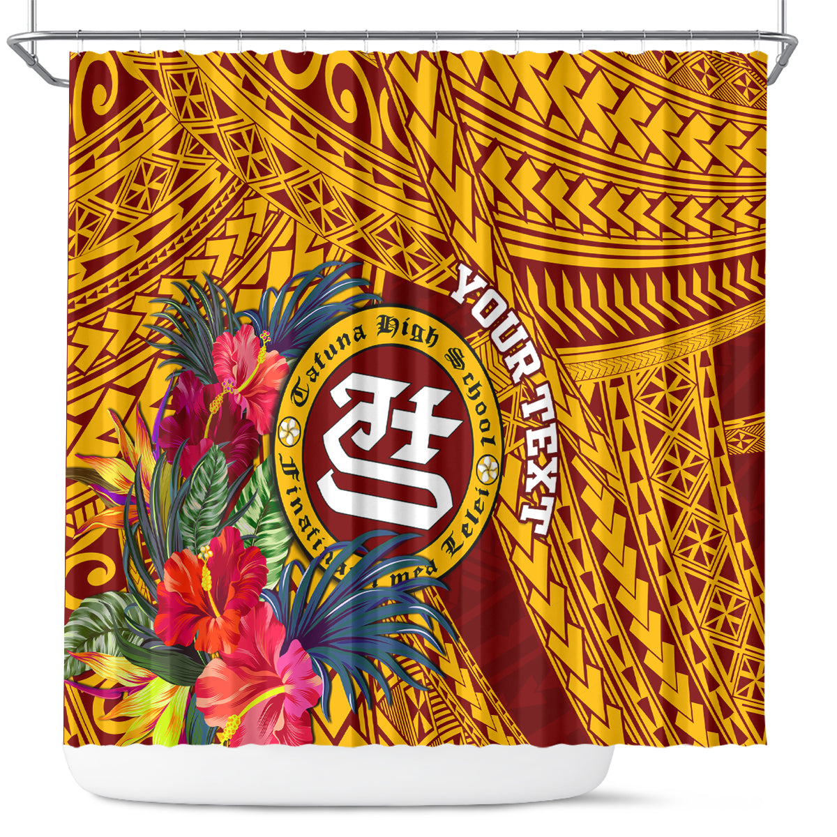 personalised-tafuna-high-school-shower-curtain-american-samoa-schools-polynesian-tropical-flowers