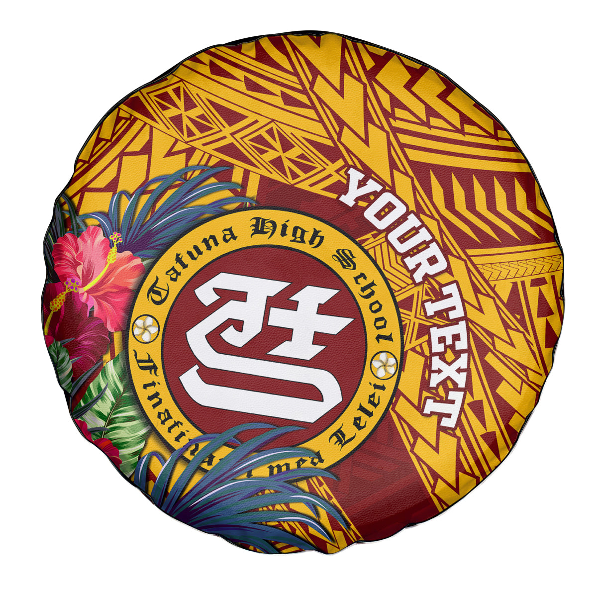 Personalised Tafuna High School Spare Tire Cover American Samoa Schools Polynesian Tropical Flowers - Wonder Print Shop