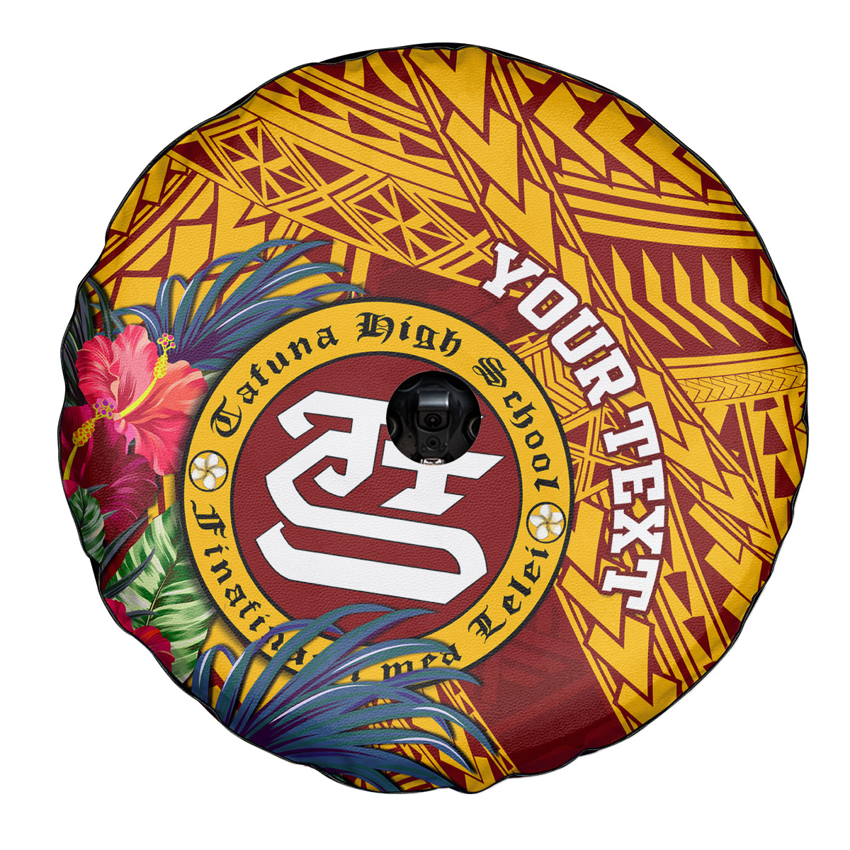 Personalised Tafuna High School Spare Tire Cover American Samoa Schools Polynesian Tropical Flowers - Wonder Print Shop