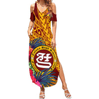 Personalised Tafuna High School Summer Maxi Dress American Samoa Schools Polynesian Tropical Flowers - Wonder Print Shop