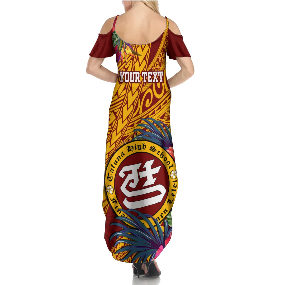 Personalised Tafuna High School Summer Maxi Dress American Samoa Schools Polynesian Tropical Flowers - Wonder Print Shop