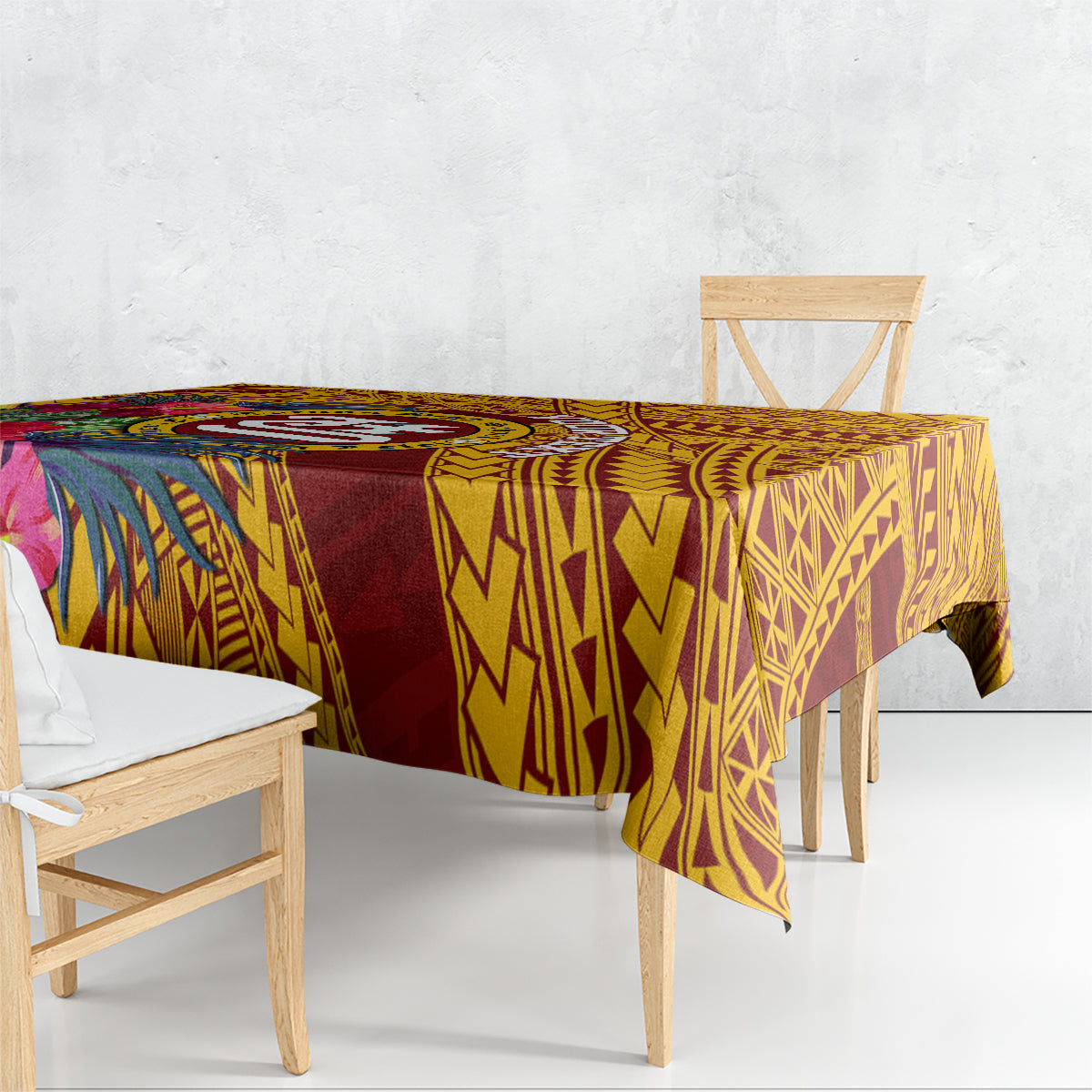 Personalised Tafuna High School Tablecloth American Samoa Schools Polynesian Tropical Flowers - Wonder Print Shop