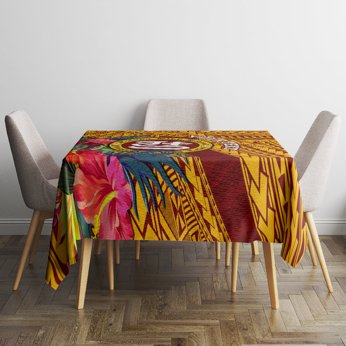 Personalised Tafuna High School Tablecloth American Samoa Schools Polynesian Tropical Flowers - Wonder Print Shop