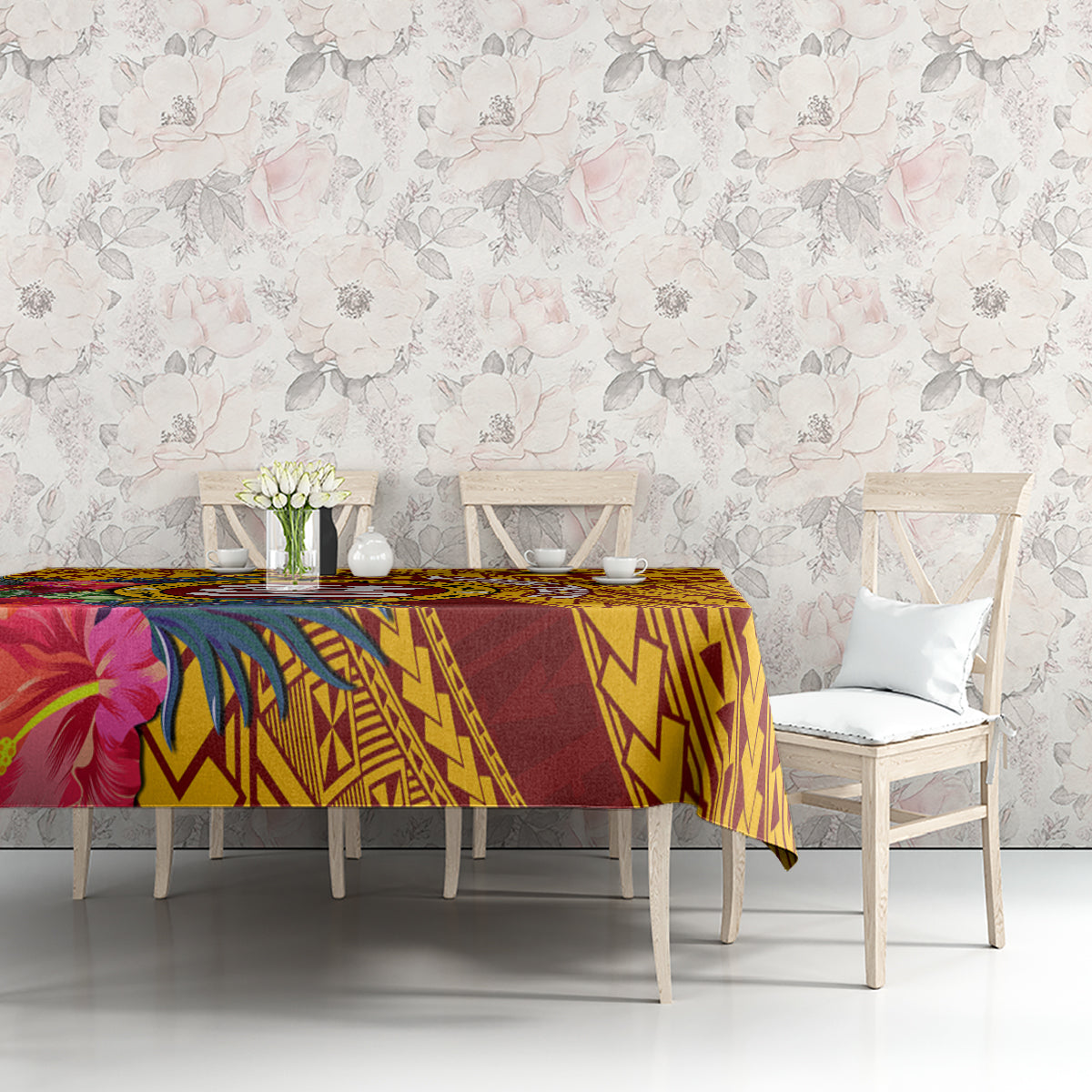 Personalised Tafuna High School Tablecloth American Samoa Schools Polynesian Tropical Flowers - Wonder Print Shop