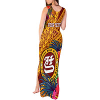 Personalised Tafuna High School Tank Maxi Dress American Samoa Schools Polynesian Tropical Flowers - Wonder Print Shop