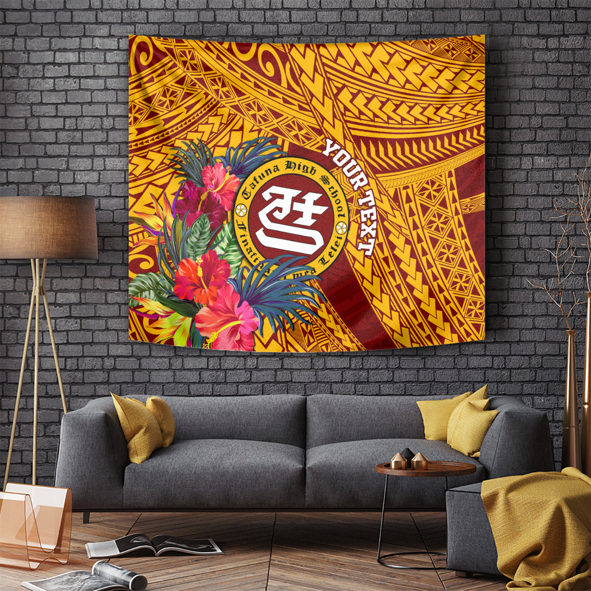 Personalised Tafuna High School Tapestry American Samoa Schools Polynesian Tropical Flowers - Wonder Print Shop
