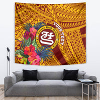 Personalised Tafuna High School Tapestry American Samoa Schools Polynesian Tropical Flowers - Wonder Print Shop