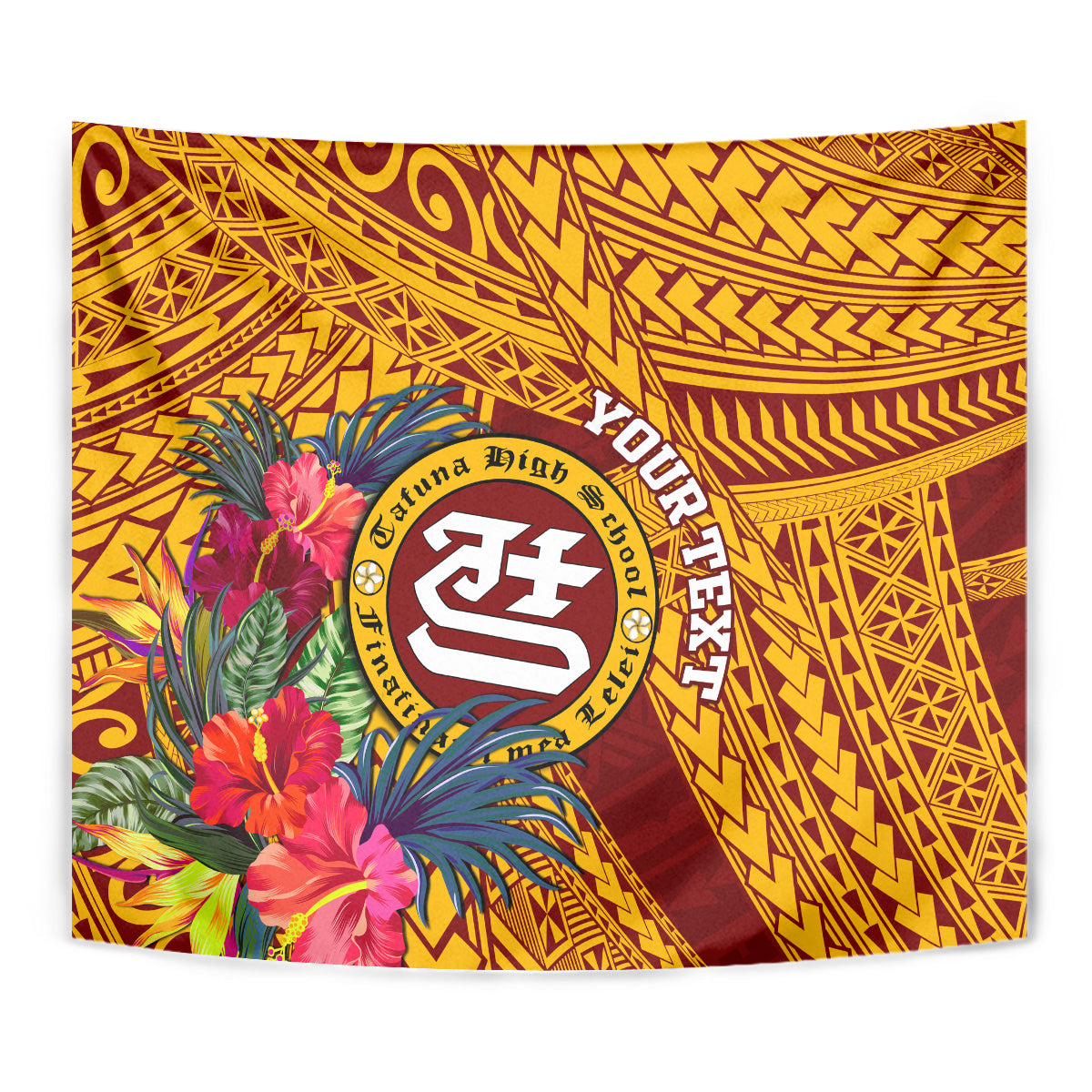 Personalised Tafuna High School Tapestry American Samoa Schools Polynesian Tropical Flowers - Wonder Print Shop