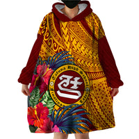 Personalised Tafuna High School Wearable Blanket Hoodie American Samoa Schools Polynesian Tropical Flowers - Wonder Print Shop