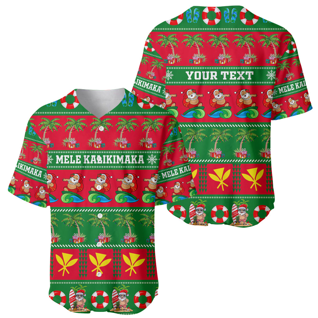 Personalised Hawaii Christmas Baseball Jersey Mele Kalikimaka - Wonder Print Shop